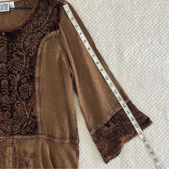 Parsley Sage Top S Boho Peasant Velvet Burnout Whimsy Grunge Fairy Renaissance - Picture 16 of 16